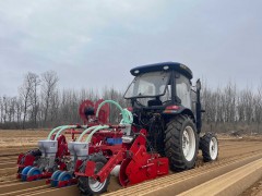 This year, carrot planting is all done with this pneumatic seed drill.