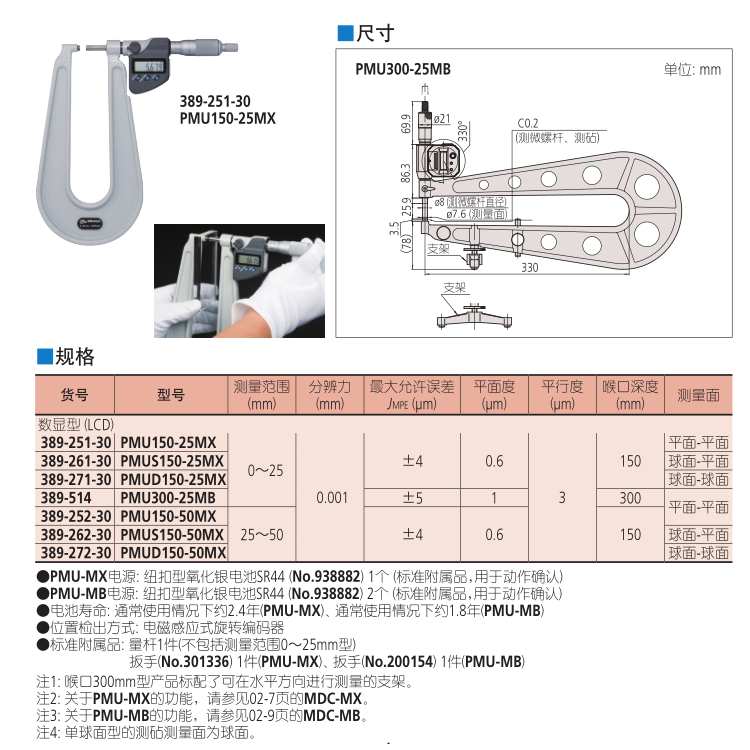 Mitutoyo U-Type Plate Micrometer 389-514