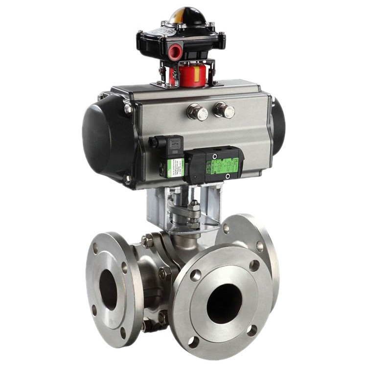 气动三通球阀 Q644F-16P