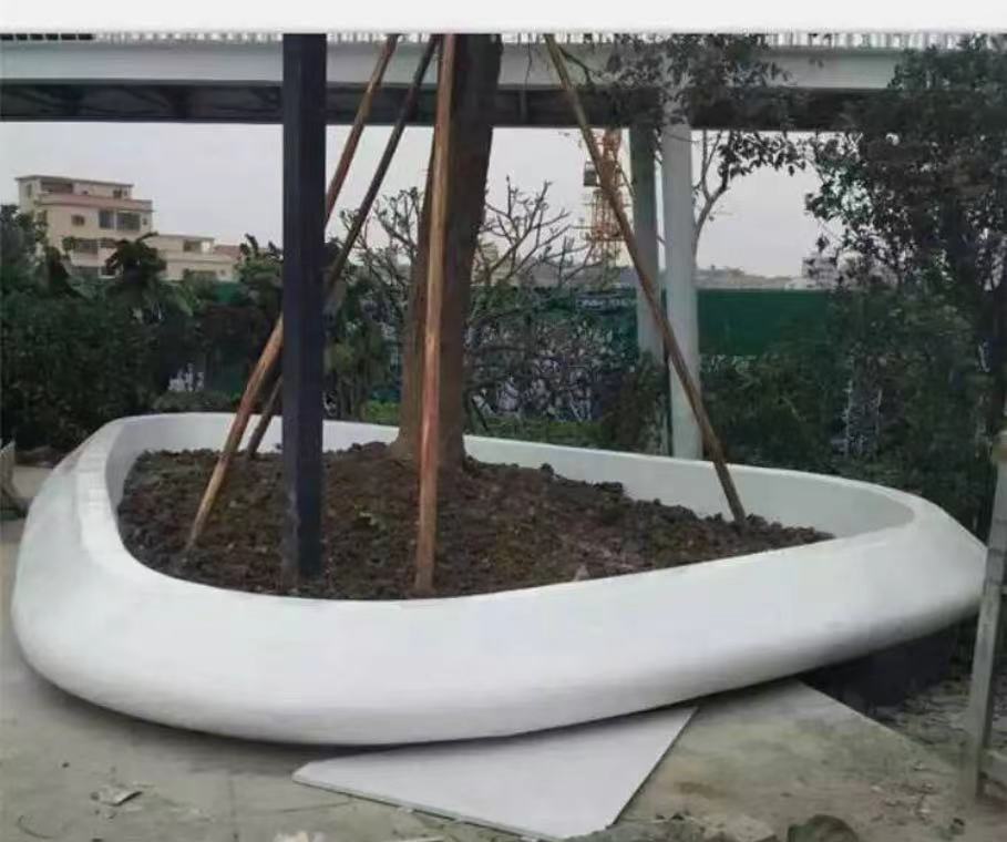 天津博览会泰克石白色景墙装饰 真石丽泰科石树池座椅技术指导