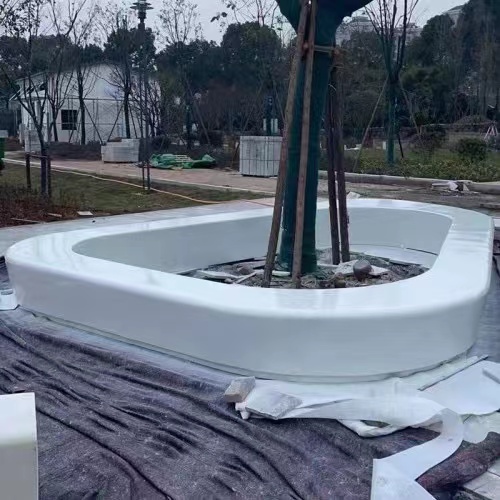焦作市公园造景现浇真石丽泰科石坐凳 艺术混凝土圆形花坛
