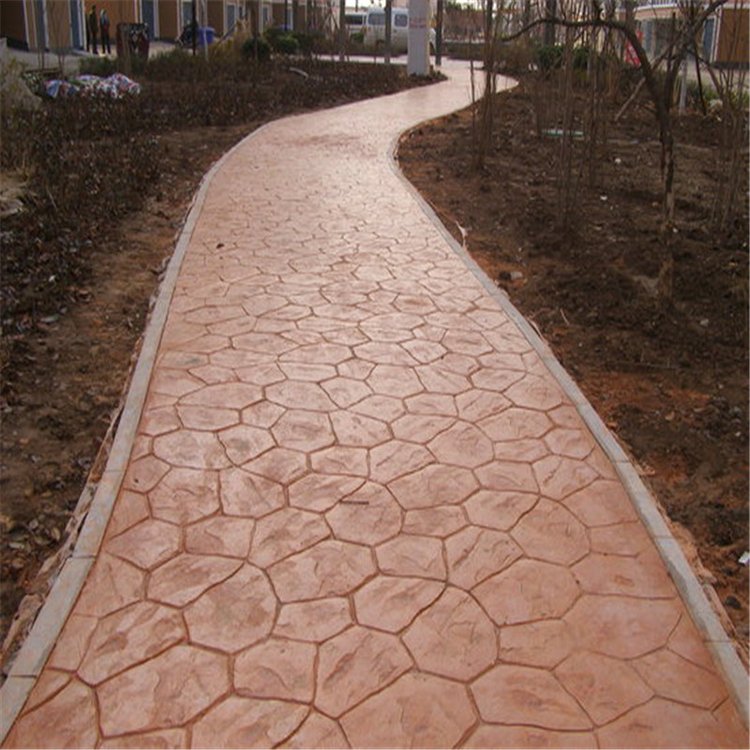 滁州市沿湖仿裂纹水泥压花路面 彩色混凝土压模地坪图案设计施工