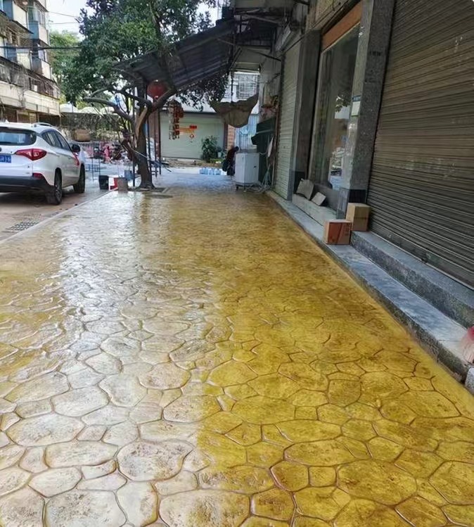 彩色水泥压花地坪 城市公园混凝土压模人行道铺装工艺及图案制作