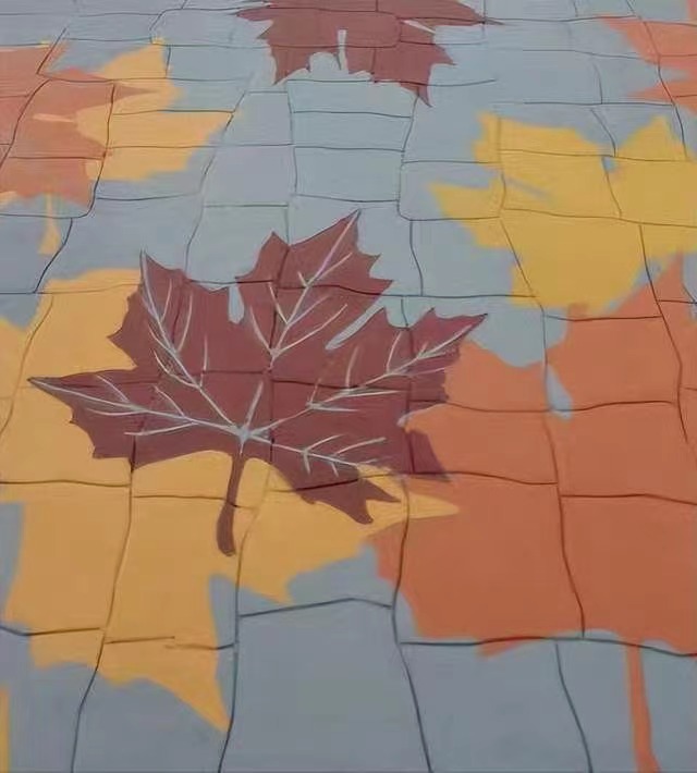 乡村振兴建设现浇青灰色混凝土压印地坪 仿石压花路面专业施工