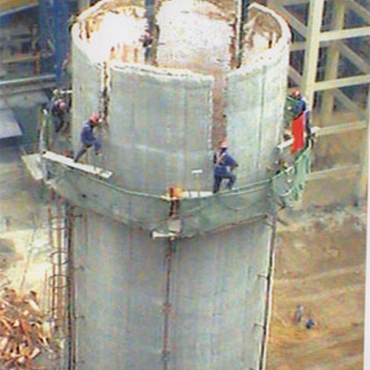 Cement chimney demolition