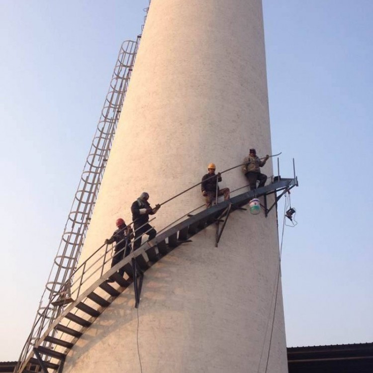 Boiler chimney installation with flue gas detection platform