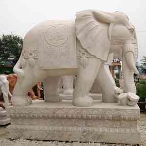 花岗岩石大象、石雕动物大象实力厂家推荐：厂家之曲阳县兴创园林雕塑有限公司