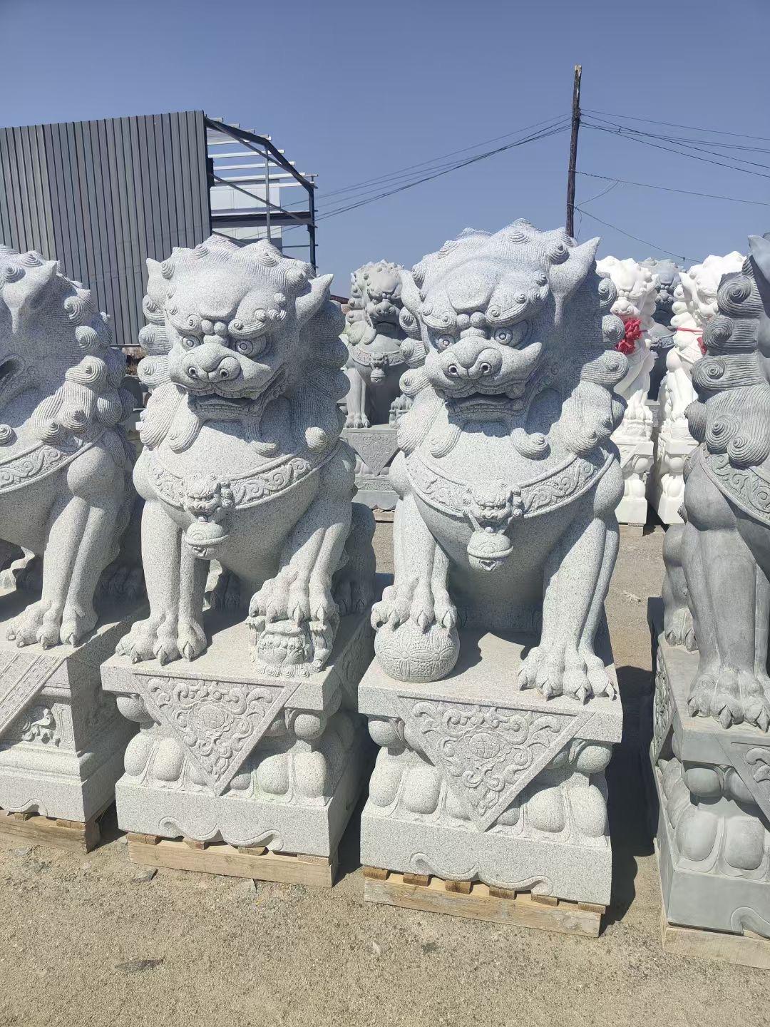 武汉竣峰石业石雕狮子成品展示