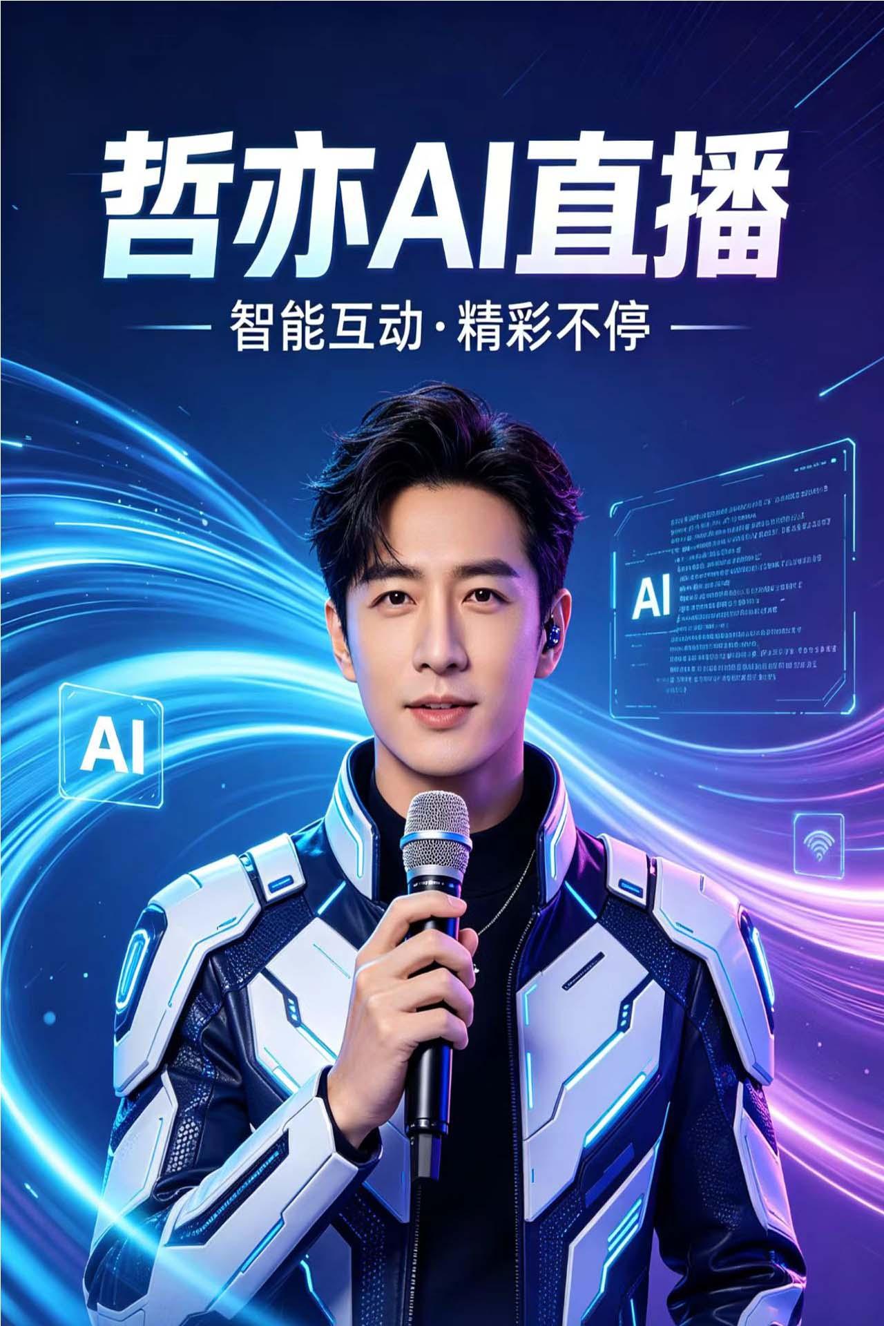 哲亦AI数字人直播效果图