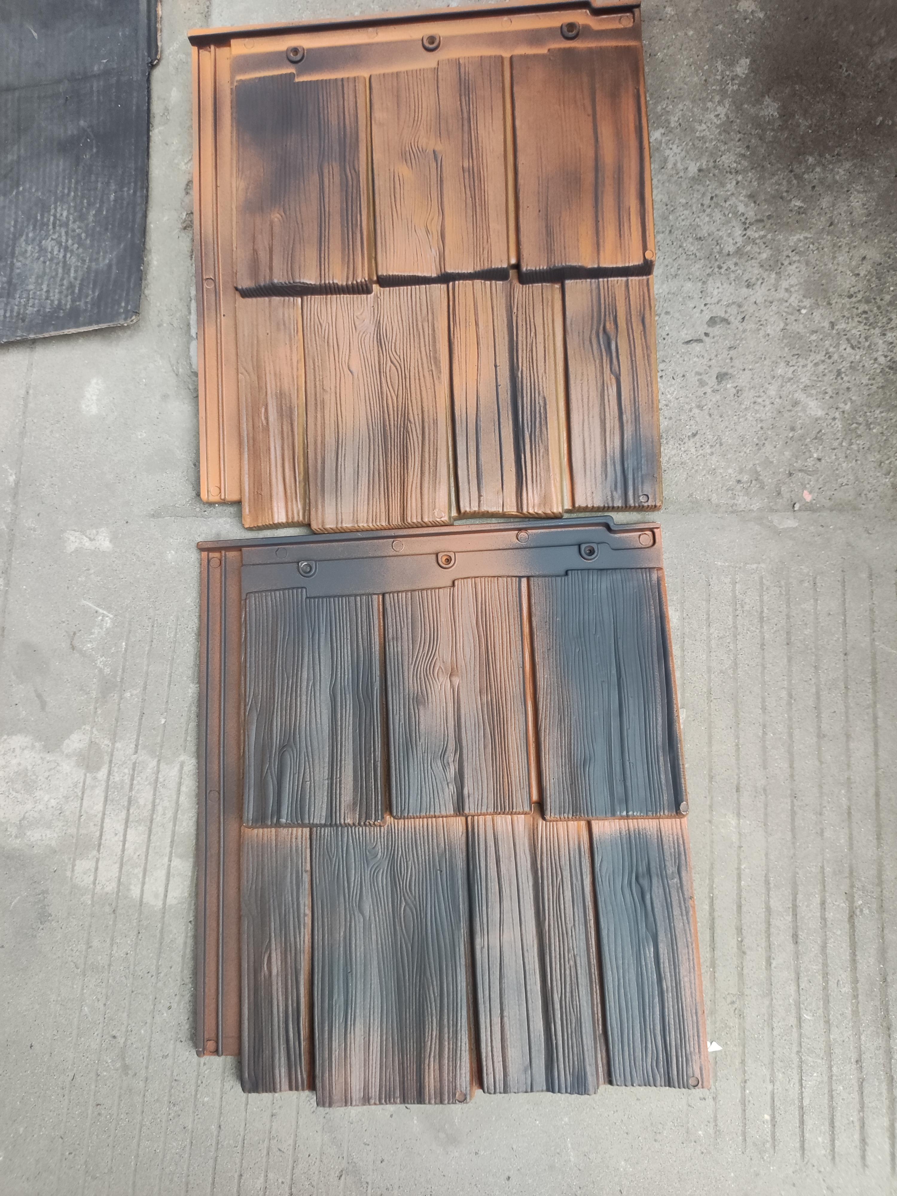 仿古木纹瓦生产厂家生产车间图